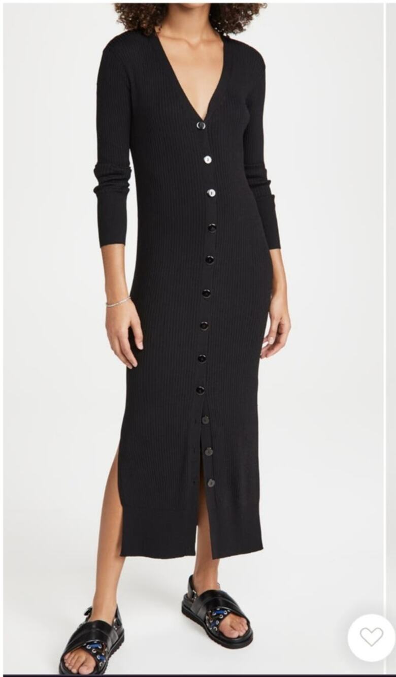 New Line and Dot Simone black ribbed knit maxi dress XL Minimal Classic Grunge